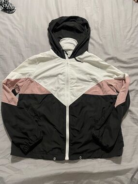 3/$15 Colorblock Windbreaker Jacket - Black, White & Dusty Pink